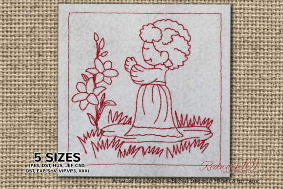 Beautiful Girl with Flower Embroidery Design Review