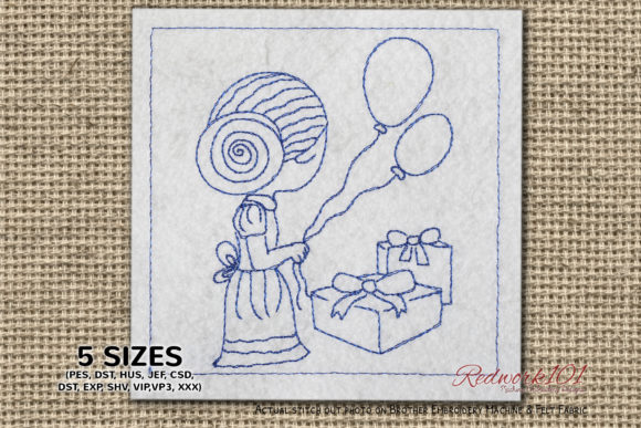 Birthday Girl with Gift Box and Balloons Embroidery Review