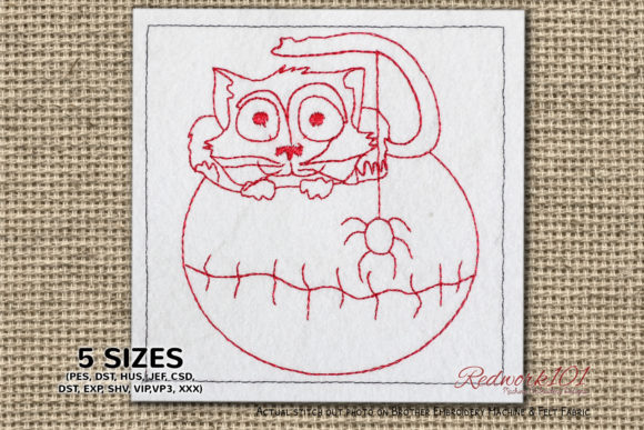 Cat with Ball: A Versatile Embroidery Design for Personalized Gifts