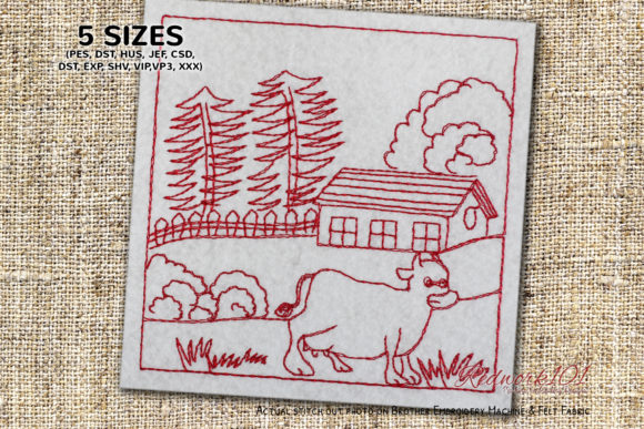 Cow in Village Embroidery Design Review for Boutique Sweatshirts