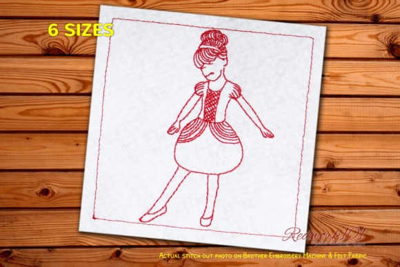 Cute Girl Ballerina Redwork Design Review