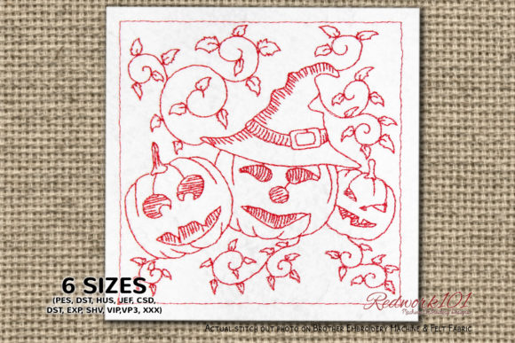 Decorated Halloween Pumpkins Redwork Review