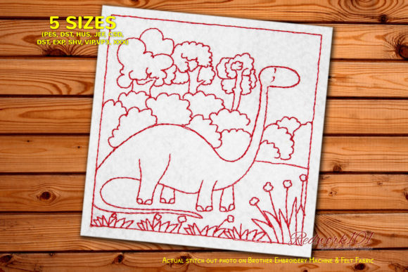 Dinosaur with Long Neck in Jungle Review for Embroidery Projects