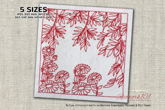 Flower with Leaves Lineart: A Versatile Embroidery Design for Personalized Gifts