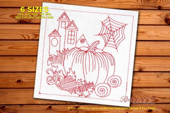 Halloween Hunted House Design: A Seasonal Embroidery Gem