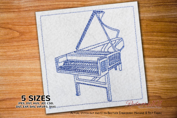 Harpsichord Bluework for Sweatshirt Embroidery