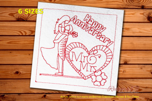 Mr. and Mrs. with Decorated Hearts Redwork: A Design Review for Business Use