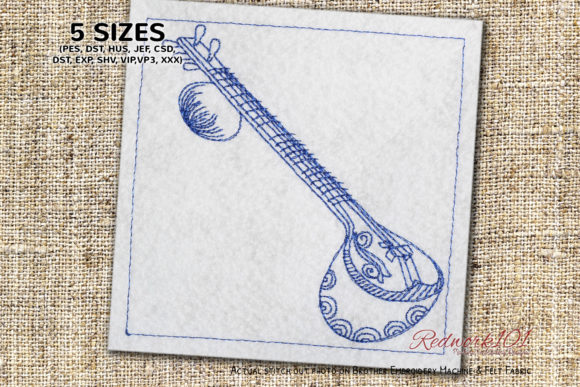 Sitar Stringed Instrument Embroidery Design Review