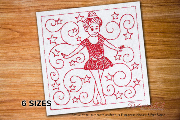 Young Ballet Dancer with Starry Pattern: A Dreamy Embroidery Design for Personalized Gifts